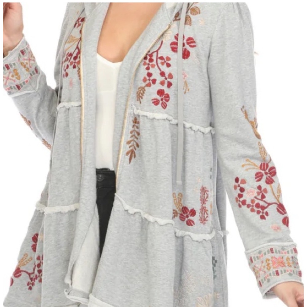 Johnny Was Embroidered Floral Hoodie NWT $270 Zuzu Boho Chic Sz S - Picture 3 of 7